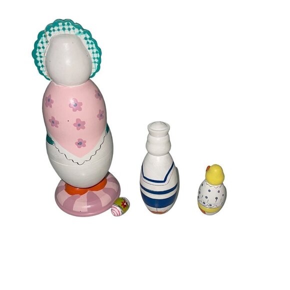 Vintage Mother Goose Children Fairy Tale Matryoshka Nesting Doll Set of 3 - Picture 5 of 10